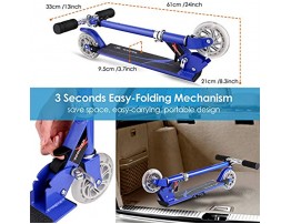 Hikole Scooter for Kids | Scooters Foldable Portable Adjustable Height Kick Scooter with 2 LED Light Up PU Flashing Wheels Birthday Gifts for Toddlers Boys Girls Kids Age 4-12 Years Old