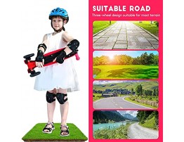 IMMEK Kick Scooter for Kids 3 Wheels Folding Ages 3-12 Years Old Toddler with Three LED Light Wheel Adjustable Height Rear Brake Outdoor Activities for Boys Girls Maximum Weight 110 lb Rose Red