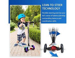 Kick Scooter for Kids 3 Wheels Toddlers Scooter for 3 4 5 6 Years Old Boys Girls Learn to Steer Kids Scooter 4 Adjustable Height Extra-Wide Deck Flashing Wheel Lights for Children Gifts