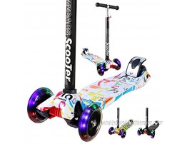 Kick Scooter for Kids 3 Wheels Toddlers Scooter for 3 4 5 6 Years Old Boys Girls Learn to Steer Kids Scooter 4 Adjustable Height Extra-Wide Deck Flashing Wheel Lights for Children Gifts