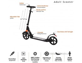 Kids Adult Scooter with 3 Seconds Easy-Folding System 220lb Folding Adjustable Scooter with Disc Brake and 200mm Large Wheels