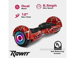 Rawrr Hoverboard with LED Wheel Lights and Bluetooth Speakers for Kids and Adults Electric Self Balancing Scooters Hoverboards for Girls and Boys Hover Board with Unique Pattern