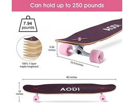 AODI Longboard Skateboard Cruiser 46 Complete Skate Board 7 Layers Maple Wood for Free-Style and Downhill Skateboard for Teens Adults Beginners Girls Boys