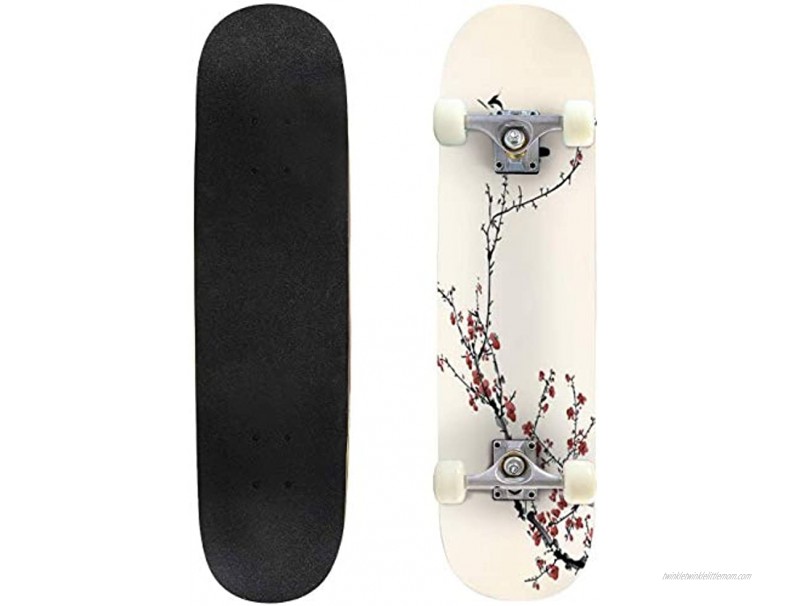 floral background with tropical flowers leaves and toucans vector Skateboard Complete Longboard 8 Layers Maple Decks Double Kick Concave Skate Board Standard Tricks Skateboards Outdoors 31x8