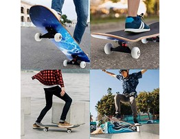 Focus Line Skateboard 31''x 8'' Complete Skateboard Double Kick Concave Skate Board 7 Layer Maple Deck Standard Skateboards for Kids Boys Girls Beginners Teens Adult