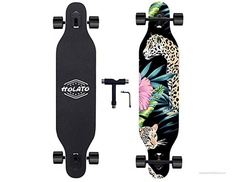 HOLATO Longboard Skateboard,8 Layer Canadian Maple Drop Through Freestyle Longboard Skateboard for Cruising Carving Free-Style Downhill and Dancing