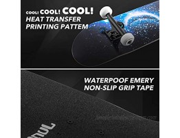 Junli Standard Skateboards 32 Inch Complete Skateboard for Kids and Adults 7 Layer Canadian Maple Double Kick Concave Skate Board and Tricks Skateboards for Teens