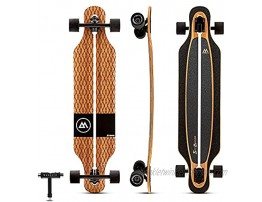 Magneto Slot Machine Longboard Skateboard | Bamboo Maple Fiberglass | Cruising Carving Free-Style | Fully Assembled | Made for Teens Adults Men Women | Free Skate Tool