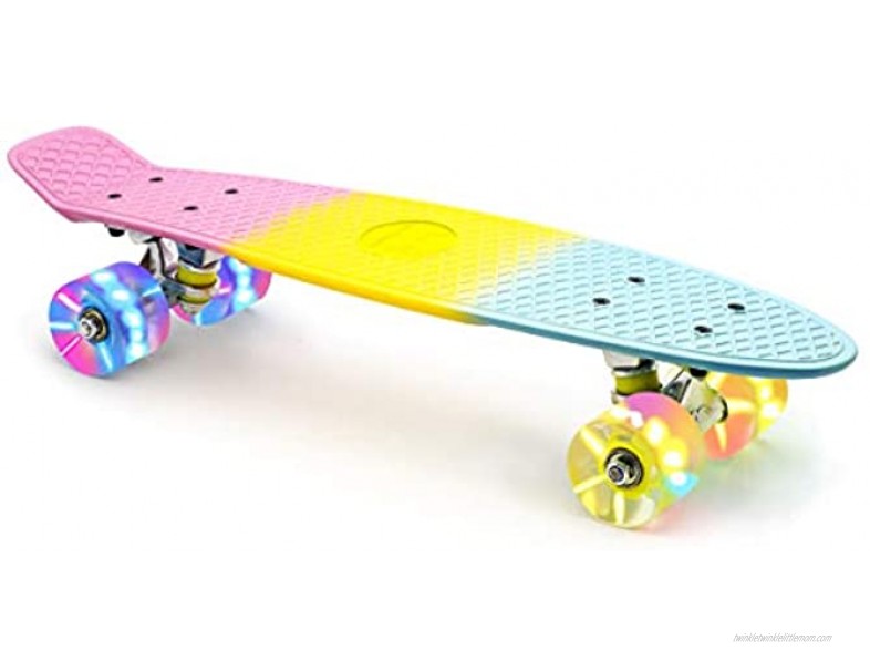 Merkapa 22 Complete Skateboard with Colorful LED Light Up Wheels for Beginners