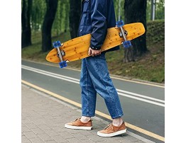 Nattork 44 inch Kicktail Cruiser Longboard Skateboard | Bamboo and Artisan Maple Deck | Made for Adults Teens and Kids | Cruising Carving Free-Style and Downhill