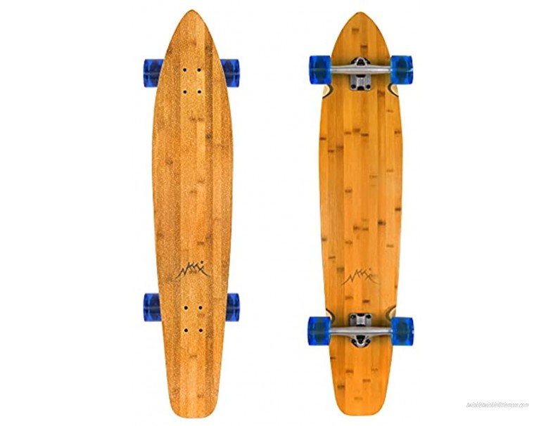 Nattork 44 inch Kicktail Cruiser Longboard Skateboard | Bamboo and Artisan Maple Deck | Made for Adults Teens and Kids | Cruising Carving Free-Style and Downhill