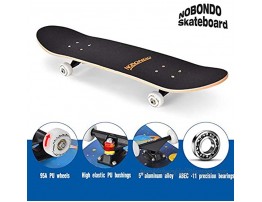 NOBONDO Standard Skateboards for Beginners 31 x 8 Complete Pro Skateboard for Girls and Boys 7 Layer Canadian Maple Double Kick Concave Trick Skate Board with Repair Kit for Kids and Adults