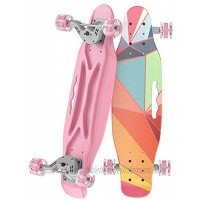 OLEIO Mini Cruiser Skateboard 23.2 Inches Plastic Mini Classic Skateboard,with Bendable Deck and Smooth Colorful PU Wheels,Cruiser Board for Kids Boys Girls Youth Beginners