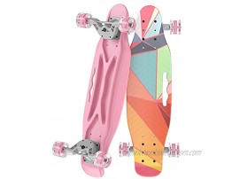 OLEIO Mini Cruiser Skateboard 23.2 Inches Plastic Mini Classic Skateboard,with Bendable Deck and Smooth Colorful PU Wheels,Cruiser Board for Kids Boys Girls Youth Beginners