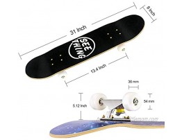 seething 31 Standard Skateboards for Beginners 7 Layer Canadian Maple Double Kick Concave Standard and Tricks Skateboards for Kids and Beginners