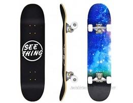 seething 31 Standard Skateboards for Beginners 7 Layer Canadian Maple Double Kick Concave Standard and Tricks Skateboards for Kids and Beginners