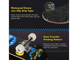 Skateboards for Beginners 31'' x 8'' Complete Standard Skate Boards with 7 Layers Canadian Maple Double Kick Concave Skateboards for Kids Youth Teens Man and Women