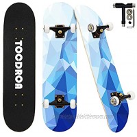 Skateboards for Beginners KUZOO Complete Skateboard 31 x 8 7 Layer Canadian Maple Double Kick Concave Standard and Tricks Skateboards for Kids and Beginners