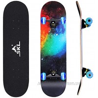 SKL Skateboard 31 x 8 Complete Skateboard with Colorful LED Light Up Wheels for Kids Boys Girls Youths Beginners Adults Teens 9 Layers Canadian Maple Wood Deck Standard Skate Boards