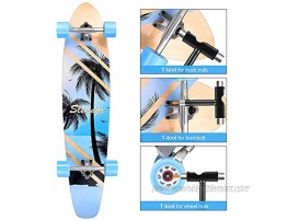 Slendor 42 Inch Longboard Skateboard Complete Cruiser Pintail Drop Through Deck Skateboardfor Cruising Carving Downhill