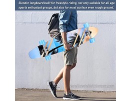 Slendor 42 Inch Longboard Skateboard Complete Cruiser Pintail Drop Through Deck Skateboardfor Cruising Carving Downhill