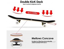 ToyerBee Skateboard Skateboards for Beginners Kids & Adults Standard Skateboard 31” with Repair Kit for Teens Boys Girls 9 Layer Canadian Maple Double Kick Pro Skateboard for Sports & Outdoors