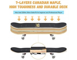 VOKUL Complete Skateboard for Kids Boys Girls Beginners 31 X 8 inch Standard Skateboard with 7 Layer Maple Double Kick Concave Cruiser Skateboard with Beauty Pattern for Kids Youths Adults