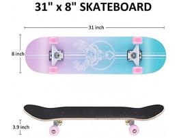 WeSkate Beginner Skateboards for Teens 31x8 Complete Standard Skateboard for Girls Boys 7 Layer Canadian Maple Double Kick Concave Cruiser Trick Skate Borad for Kids Youth Adults