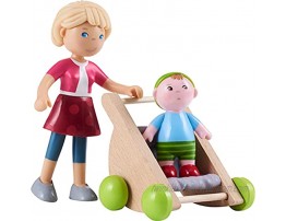HABA Little Friends Mom Melanie and Baby Liam Dollhouse Figures with Stroller
