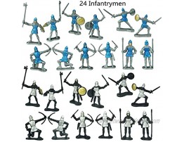 TYCBOY 56 Pieces Colorful Middle Ages Military Figures Soldier Knight Horses Army Toys Set Infantry Archer Warriors Sword&Shield Swordman Archaic Soldiers Medieval Soldiers Model 56pcs Colorful