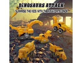 5 in 1 Dinosaur Transforming Robot Toys Set Magnetic Assemble into Emulation 14.5 inches Large Robot Figures 5 Construction Trucks & Dinosaurs for Boys Kids Ages 3 and Up