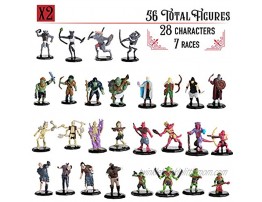 56 Painted Fantasy Mini Figures- All Unique Designs- 1 Hex-Sized Compatible with DND Dungeons and Dragons & Pathfinder and RPG Tabletop Games- Features Goblins Orcs Gnolls Skeletons & More…