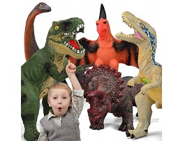6 Piece Dinosaur Toys for Kids and Toddlers Blue Velociraptor T-Rex Triceratops Large Soft Dinosaur Toys Set for Dinosaur Lovers Perfect Dinosaur Party Favors Birthday Gifts