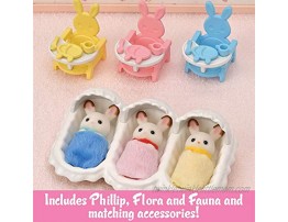 Calico Critters Triplets Care Set Dollhouse Playset with 3 Hopscotch Rabbit Figures & Accessories Included