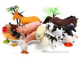 Farm Animals Figures Toys 26PCS Realistic Jumbo Plastic Farm Figurines Playset Includes Fences Learning Educational Toys for Boys Girls Toddlers Bath Cupcake Topper Birthday Set
