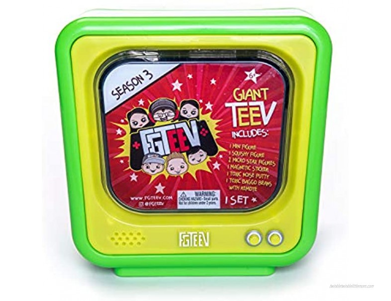 FGTeeV Giant TV Mystery Pack Series 3 Collectible Mystery Figures Micro STAX Figures Noisy Baggo Beans Toxic Noise Putty Glow in The Dark Stickers Magnets Surprise Toy