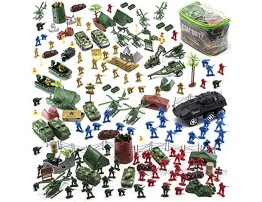 JaxoJoy 200-Piece Army Men Military Set Cool Mini Action Figure Play Set w  Soldiers Vehicles Aircraft & Boats Pretend WWII Army Base & Military Toy Figurines for Boys