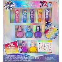 My Little Pony Townley Girl Super Sparkly Cosmetic Beauty Makeup Set for Girls Teen Tween First Princess with Lip Gloss Nail Polish and Nail Stickers Perfect for Parties Sleepovers and Makeovers