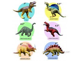 OuMuaMua Realistic Dinosaur Figure Toys 6 Pack 7 Large Size Plastic Dinosaur Set for Kids and Toddler Education Including T-rex Stegosaurus Monoclonius etc
