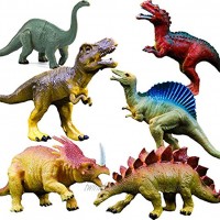 OuMuaMua Realistic Dinosaur Figure Toys 6 Pack 7 Large Size Plastic Dinosaur Set for Kids and Toddler Education Including T-rex Stegosaurus Monoclonius etc