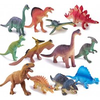 Peruser Dinosaurs Toys 12-Pack 5 to 7 Realistic Dinosaur Figures with Dinosaur Book Kids and Toddlers Great Gift Set Birthday Present or Party Favor!