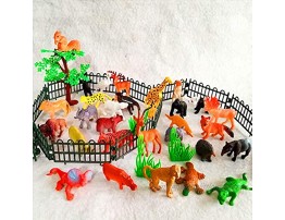 Safari Plastic Animals Figures Toys-53 Piece Mini Realistic Wild Vinyl Zoo Jungle Animal Toy Set Learning Party Favors Toys for Boys Girls Kids Toddlers Forest Small Animals Playset Cupcake Topper