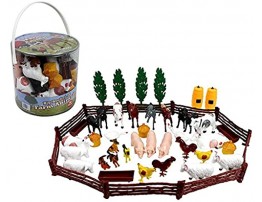 SCS Direct Farm Animal Toys Action Figures 50 Piece Toy Playset for Toddlers & Kids 16 Unique Barnyard Animals and Accessories- Includes Cows Horses Chickens Pigs and More Ages 3+