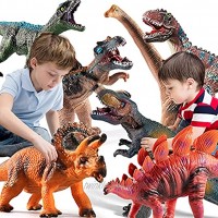 TEMI 7 Pieces Jumbo Dinosaur Toys for Kids and Toddlers,Jurassic World Dinosaur T-Rex Triceratops Large Soft Dinosaur Toys Set for Dinosaur Lovers Dinosaur Party Favors Birthday Gifts