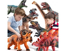 TEMI 7 Pieces Jumbo Dinosaur Toys for Kids and Toddlers,Jurassic World Dinosaur T-Rex Triceratops Large Soft Dinosaur Toys Set for Dinosaur Lovers Dinosaur Party Favors Birthday Gifts