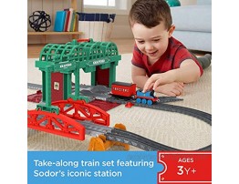 Thomas & Friends Knapford Station Train Set track with 2 in 1 playset and storage case for preschoolers 3 and older