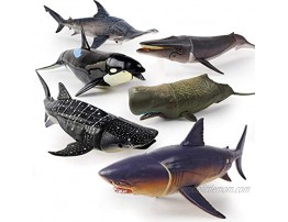 Winsenpro Jumbo Shark Toys,6 Pack 10 Realistic Shark Whale Figures with Moveable Jaw Bath Toys Set for Boys,Girls,Kids Birthday Party Favors 6pcs Large Shark Toys