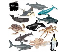 Zoo Animals,Mini Safari Animals Statue Realistic Plastic Sea Animal Statue Toy,Kid'S Party Supplies Cake Topper Including Penguins Turtles Octopus Humpback Whales Whales Sharks Dolphins12pcs