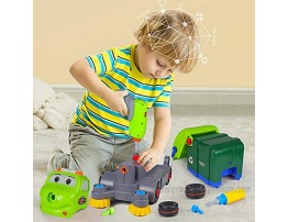 DX DA XIN Take Apart Vehicle Toys DIY Garbage Truck with Built-in Lights and Music Electric Drill STEM Assembly Toy for Kids Boys Girls Remote Control Play-Set Gift
