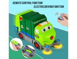 DX DA XIN Take Apart Vehicle Toys DIY Garbage Truck with Built-in Lights and Music Electric Drill STEM Assembly Toy for Kids Boys Girls Remote Control Play-Set Gift